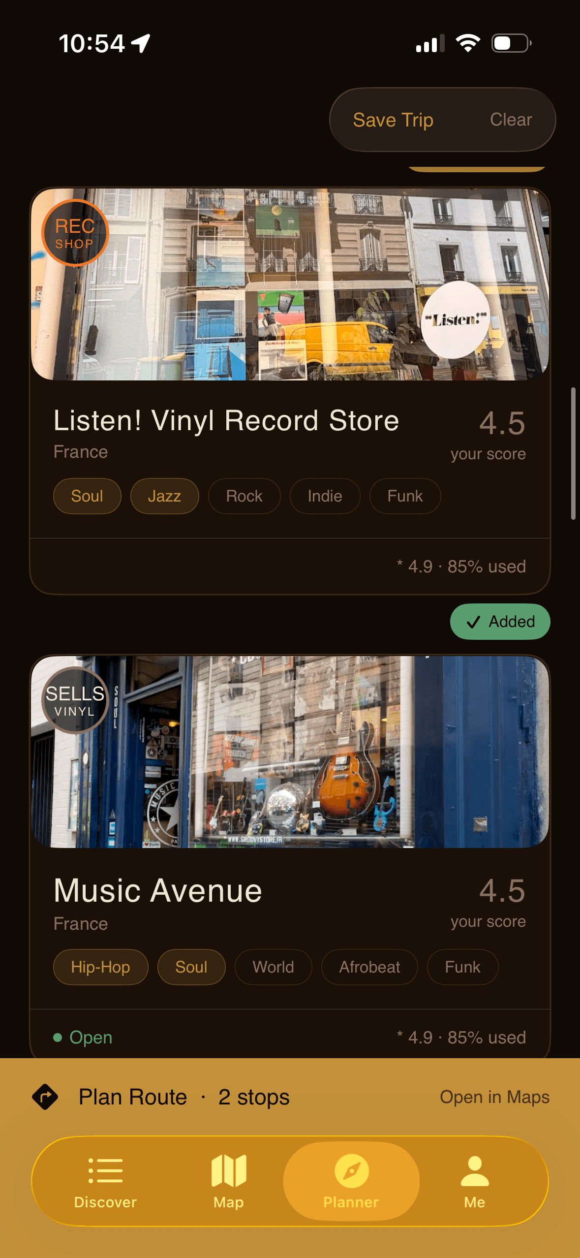 Wax Scout — Trip planner